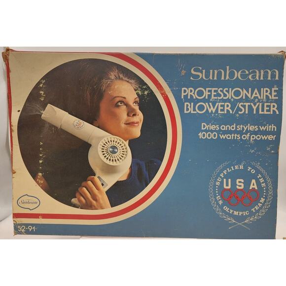 Sunbeam Professionaire Blower Hair Dryer 52-91 W/Original Box Paperwork Olympic - Picture 3 of 5